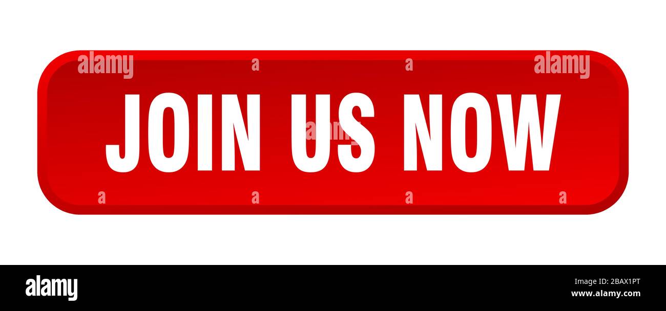 join us now button. join us now square 3d push button Stock Vector