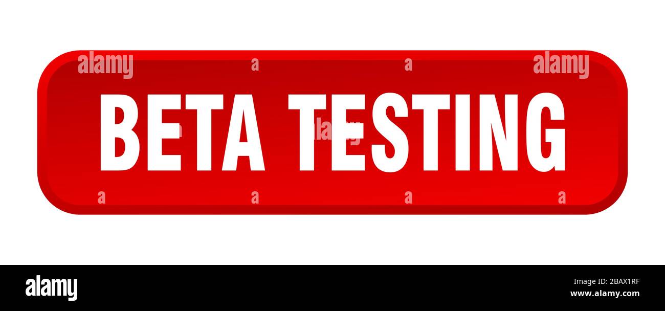 beta testing button. beta testing square 3d push button Stock Vector