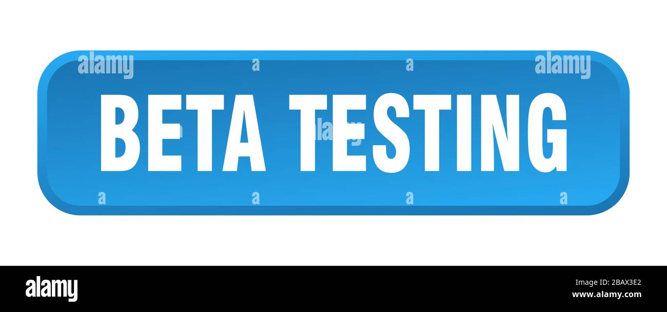 beta testing button. beta testing square 3d push button Stock Vector