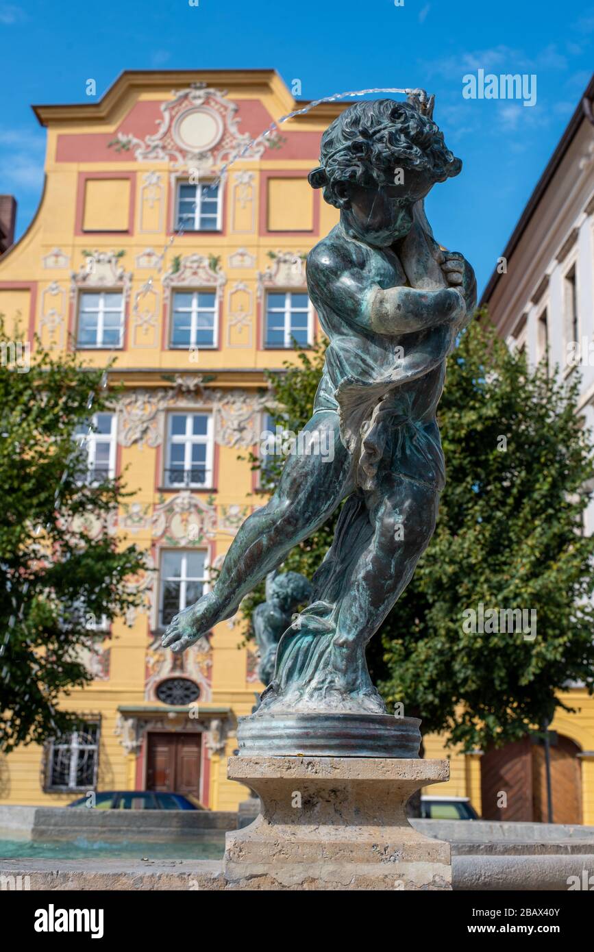 Close-up of the Marien Fountain in Neuburg/Danube, Germany/Europe Stock Photo
