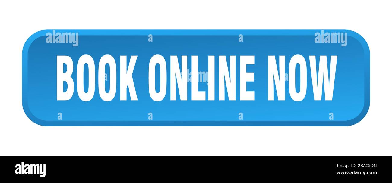 book online now button. book online now square 3d push button Stock Vector