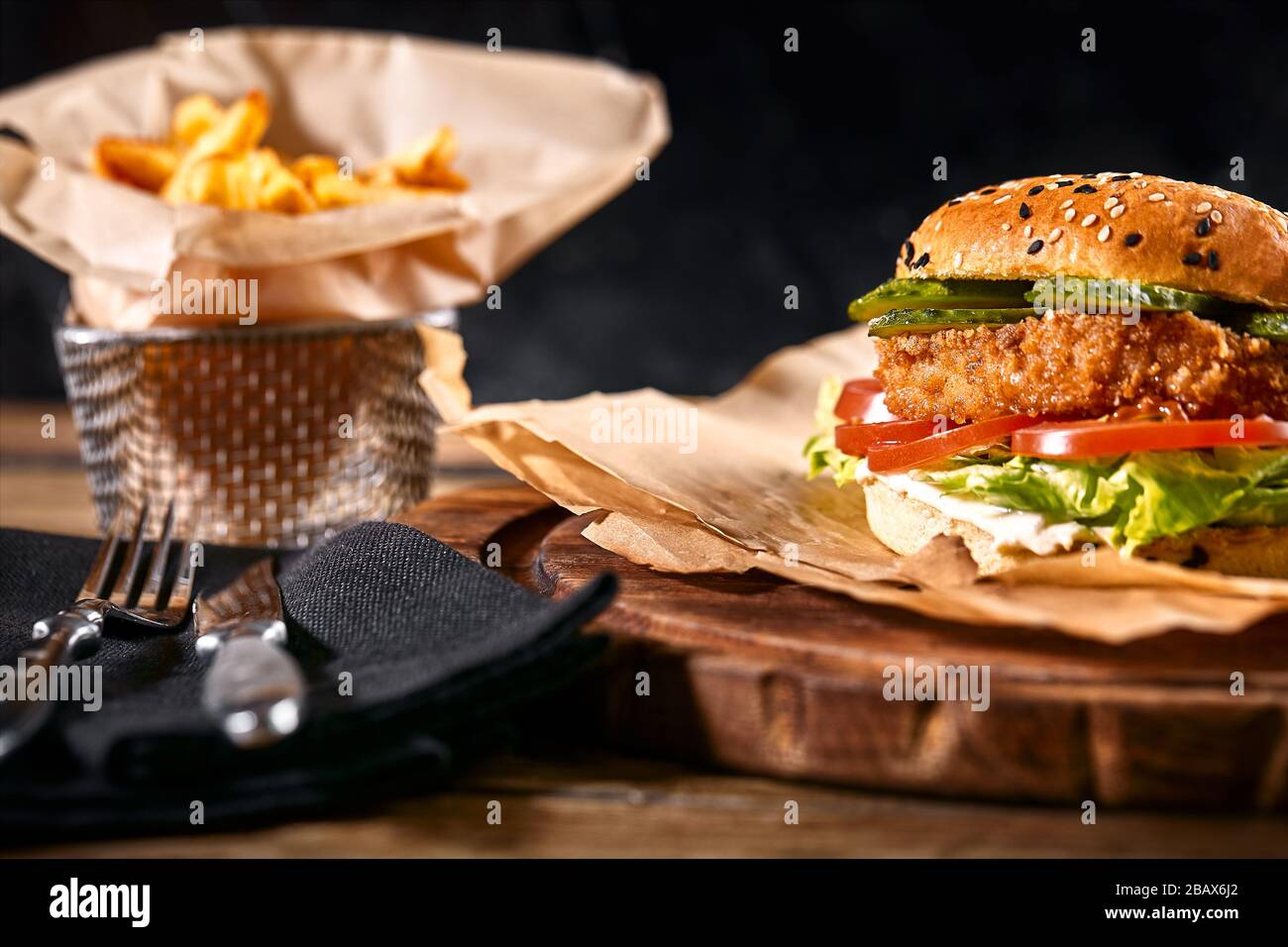 Burger And Fries High Resolution Stock Photography And Images Alamy