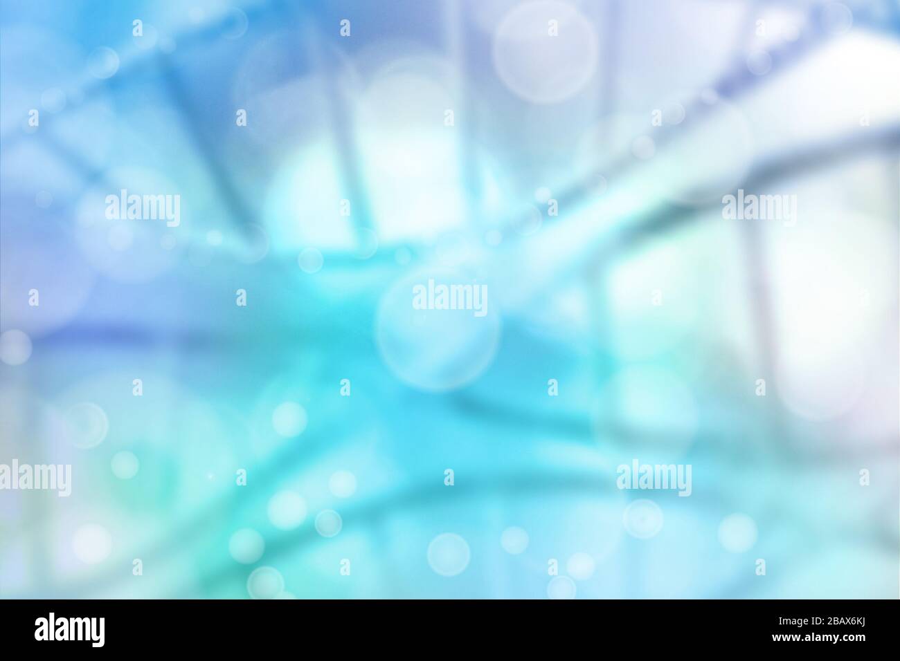 Blue DNA spirales abstract blurred background Stock Photo