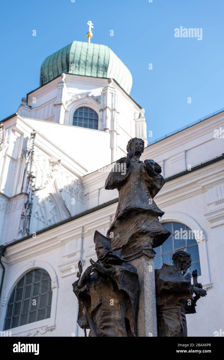 Church Steeple of the Cathedral in Passau, Bavaria, Germany Stock Photo