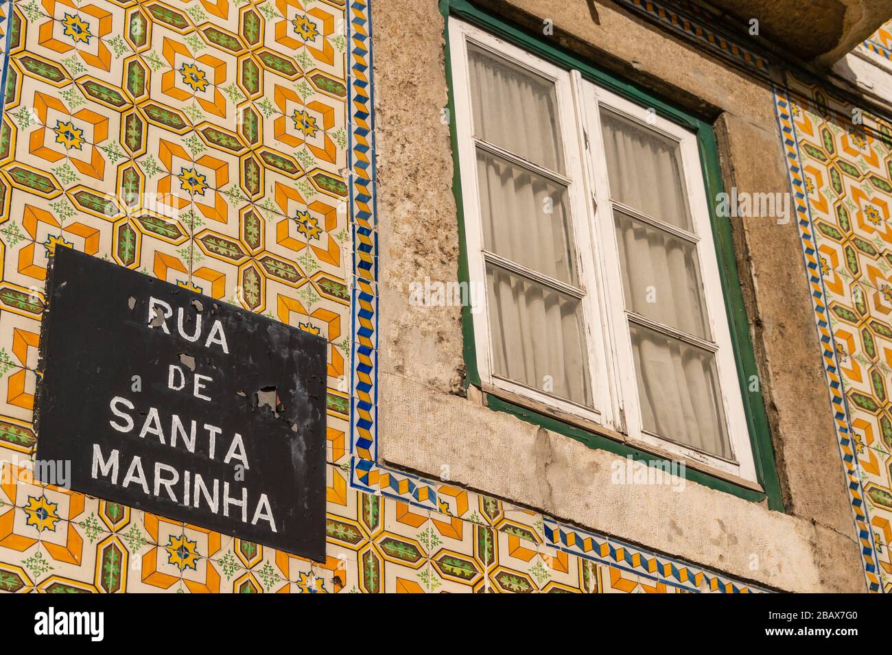 Lisbon house facade with azulejos ceramic tiles Stock Photo