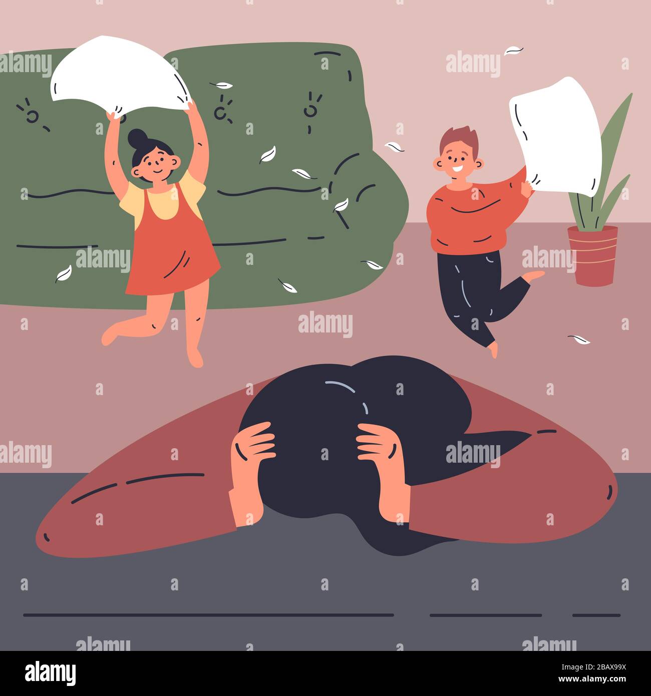 Concept of family on coronavirus quarantine Stock Vector