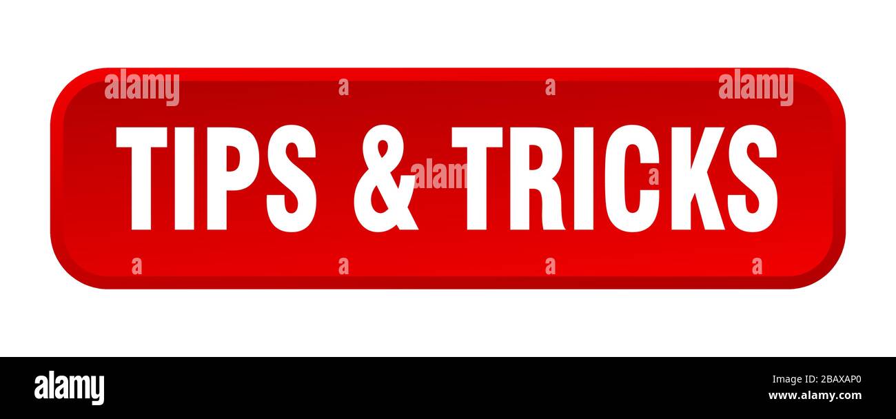 tips & tricks button. tips & tricks square 3d push button Stock Vector