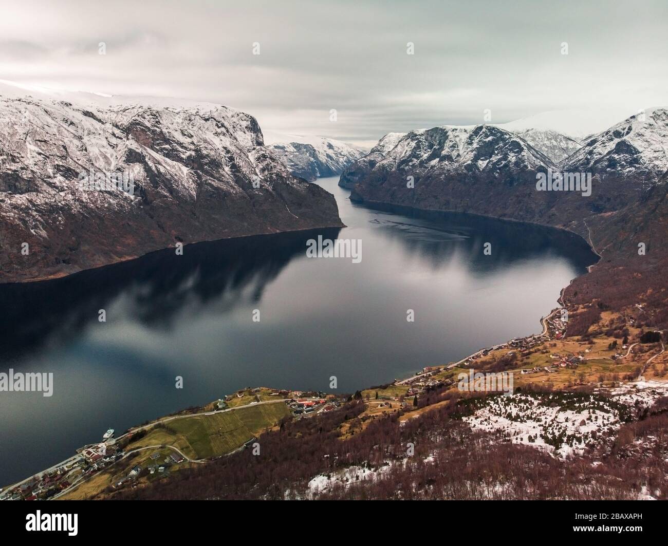 View of an Aurlandsfjord in Norway. Stock Photo