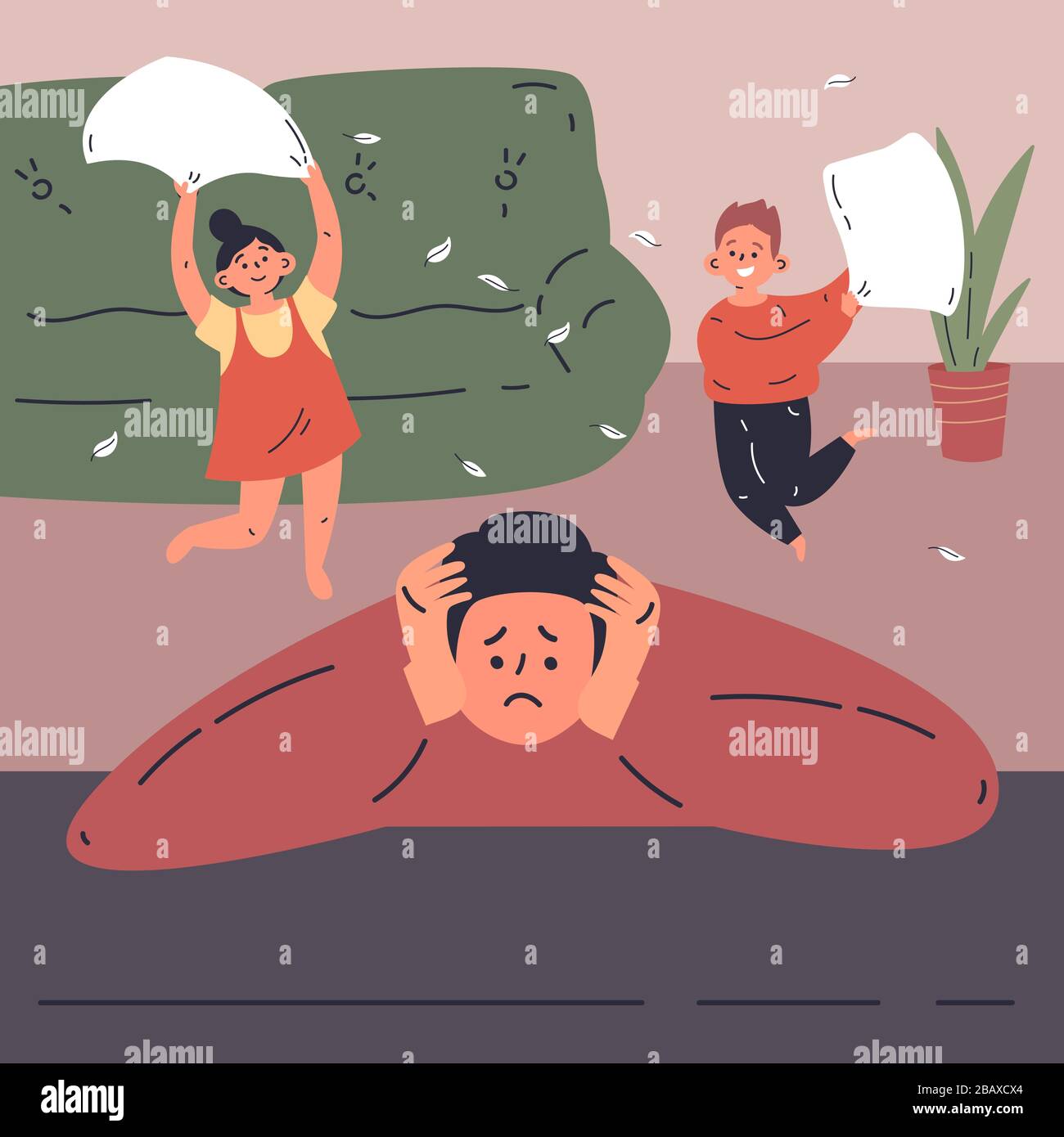 Concept of family on coronavirus quarantine Stock Vector