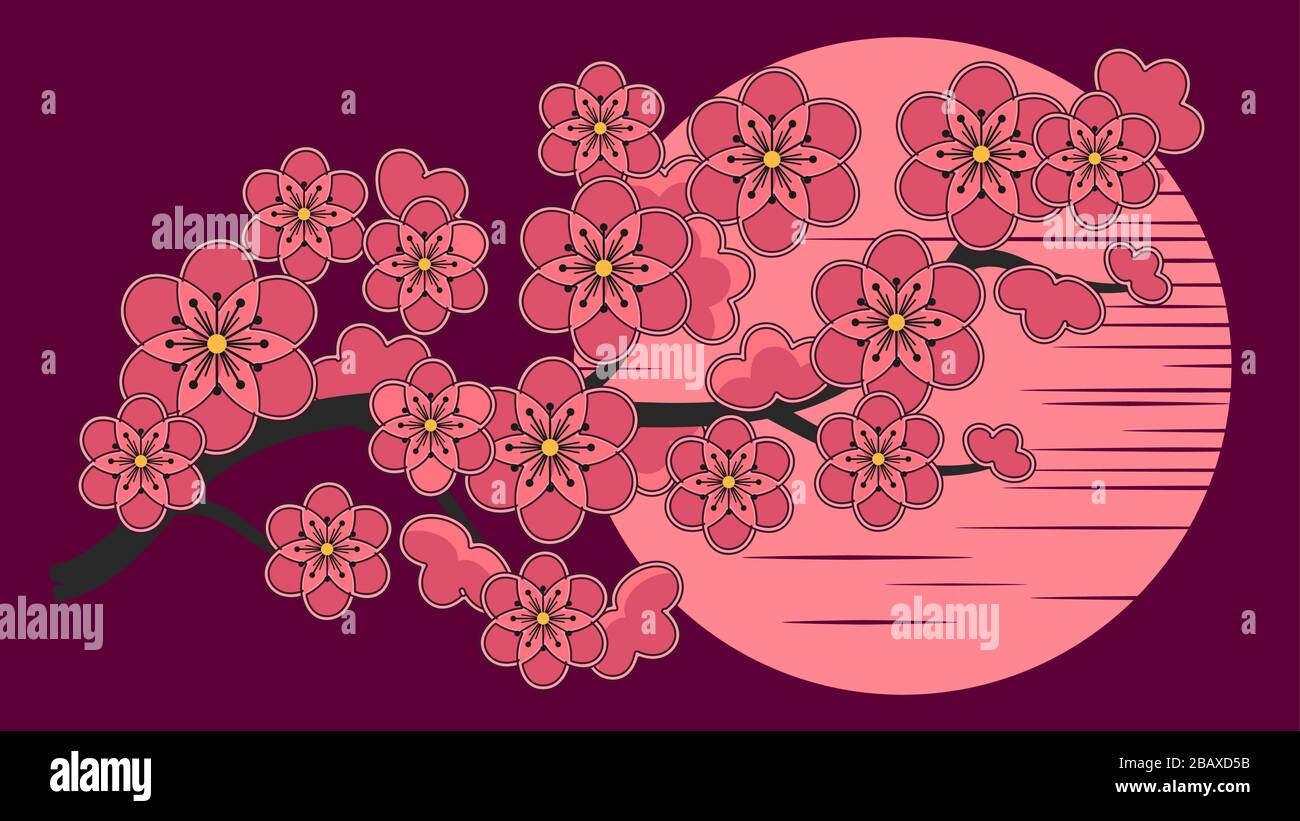 Sakura Flowers Background. Cherry Blossom Isolated Vector Illustration ...