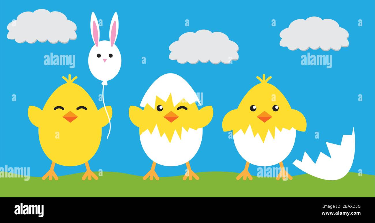 Happy Easter eggs chicks sign poster, background vector Stock Vector ...