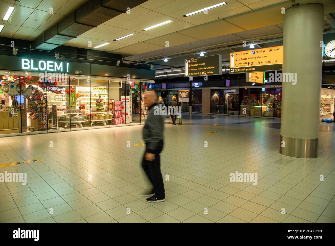 quiet airport Schiphol, Amsterdam, Holland during corona outbreak Stock Photo