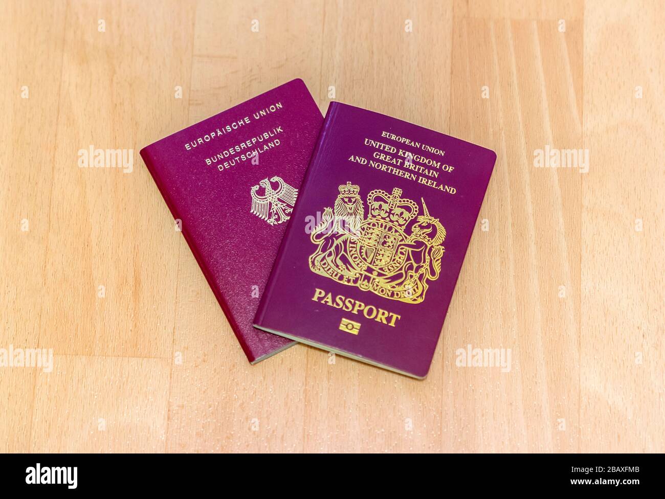A British and a German passport - dual citizenship concept Stock Photo