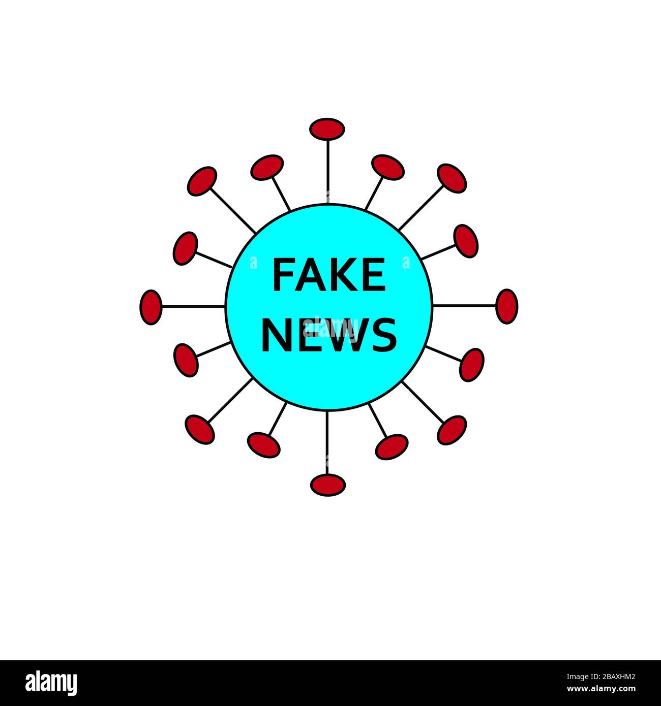 Covid19 coronavirus shape and word FAKE NEWS on top of it. Concept for fake news, reports, statistics, fake information during global pandemic and qua Stock Photo
