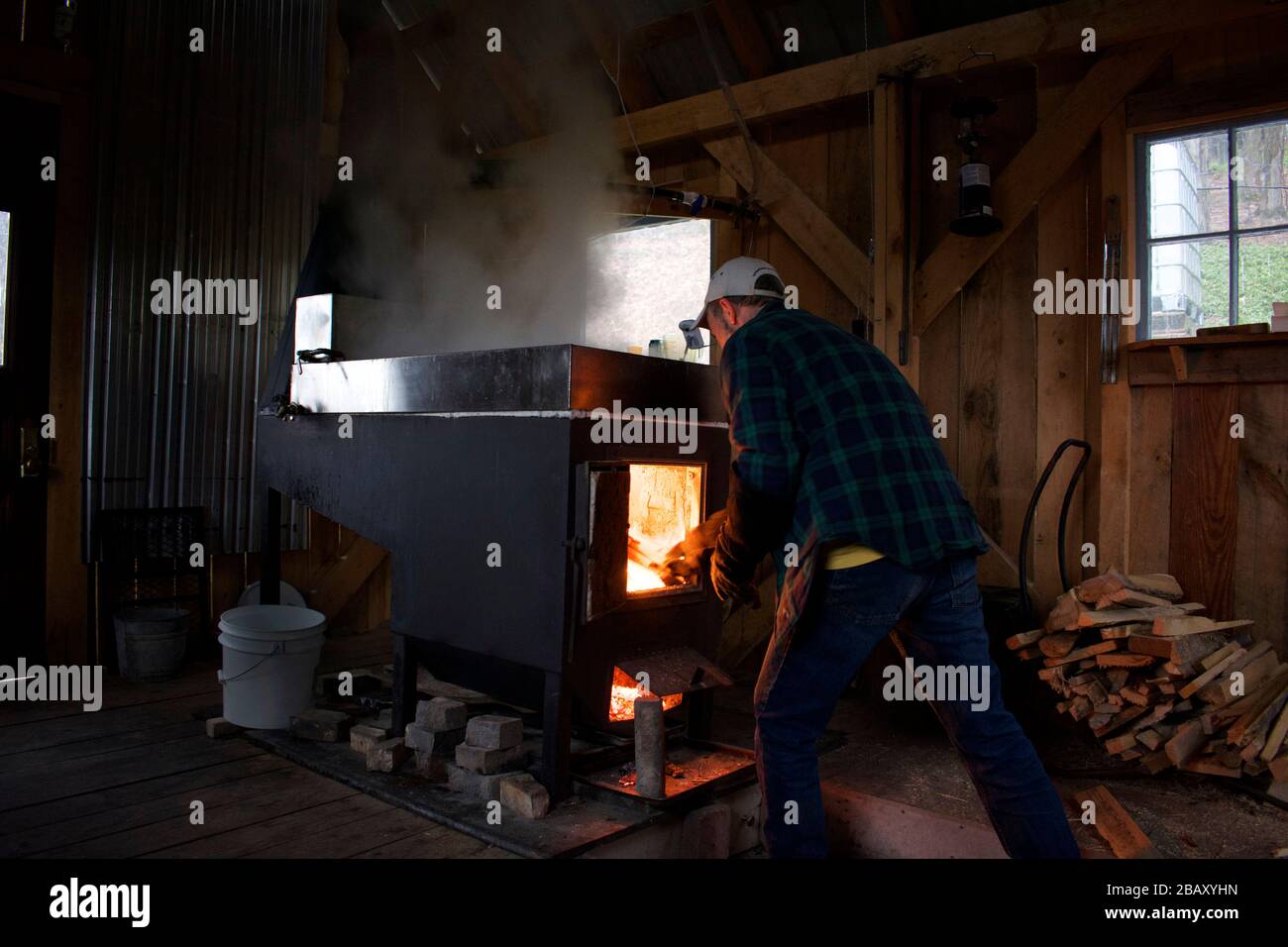 Maple Sugaring Boiling VT Stock Photo Alamy