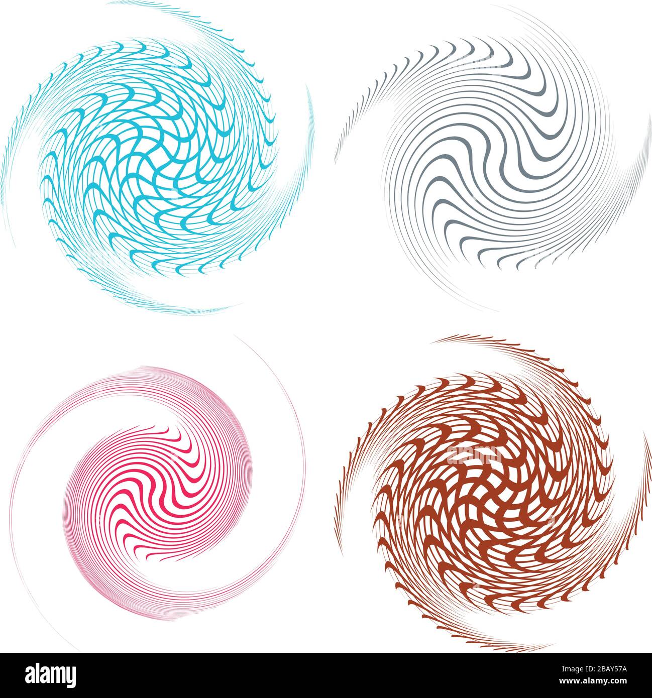 Set of single-colored,monochrome twirl, swirl. Shape with rotation, spin,  spiral distortion. Helix, volute and twine design element Stock Vector  Image & Art - Alamy