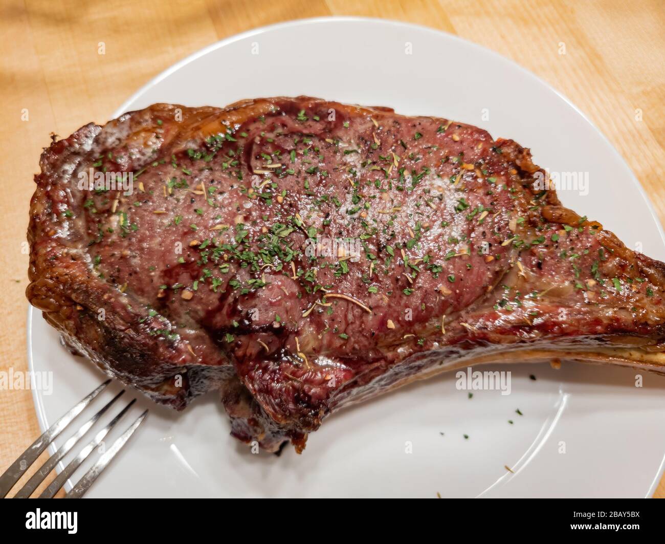 Close up shot of a grilled Tomahawk steak at Las Vegas, Nevada Stock Photo