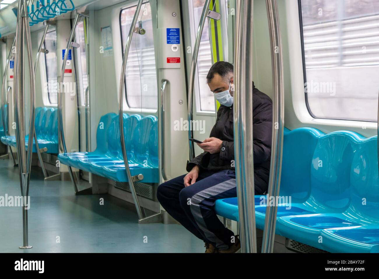 Istanbul / Turkey - March 25 2020: Istanbul Marmaray subway, which remained empty as a result of measures taken within the scope of coronavirus epidem Stock Photo