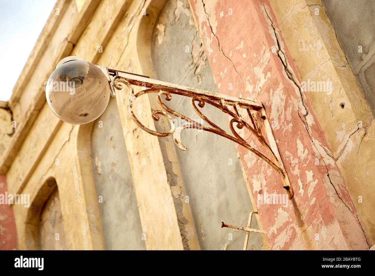 Old Wall Sconce on Building in Tel Aviv Stock Photo