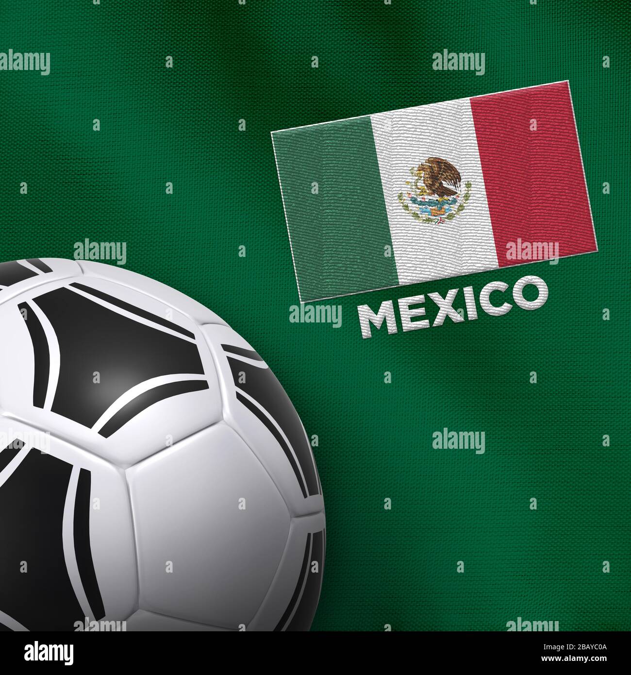 Football (soccer) ball and national team jersey of Mexico. Stock Photo
