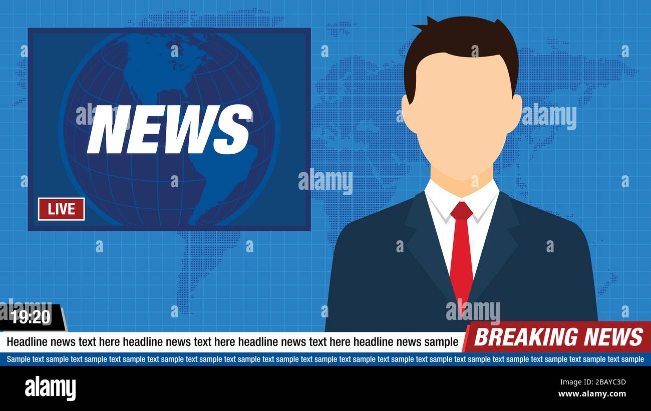 News Anchor on TV Breaking News background Stock Vector Image & Art - Alamy