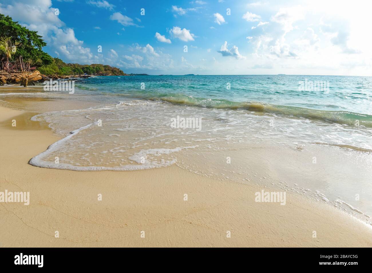 Sea waves on sand beach water and coast seascape / View of beautiful ...