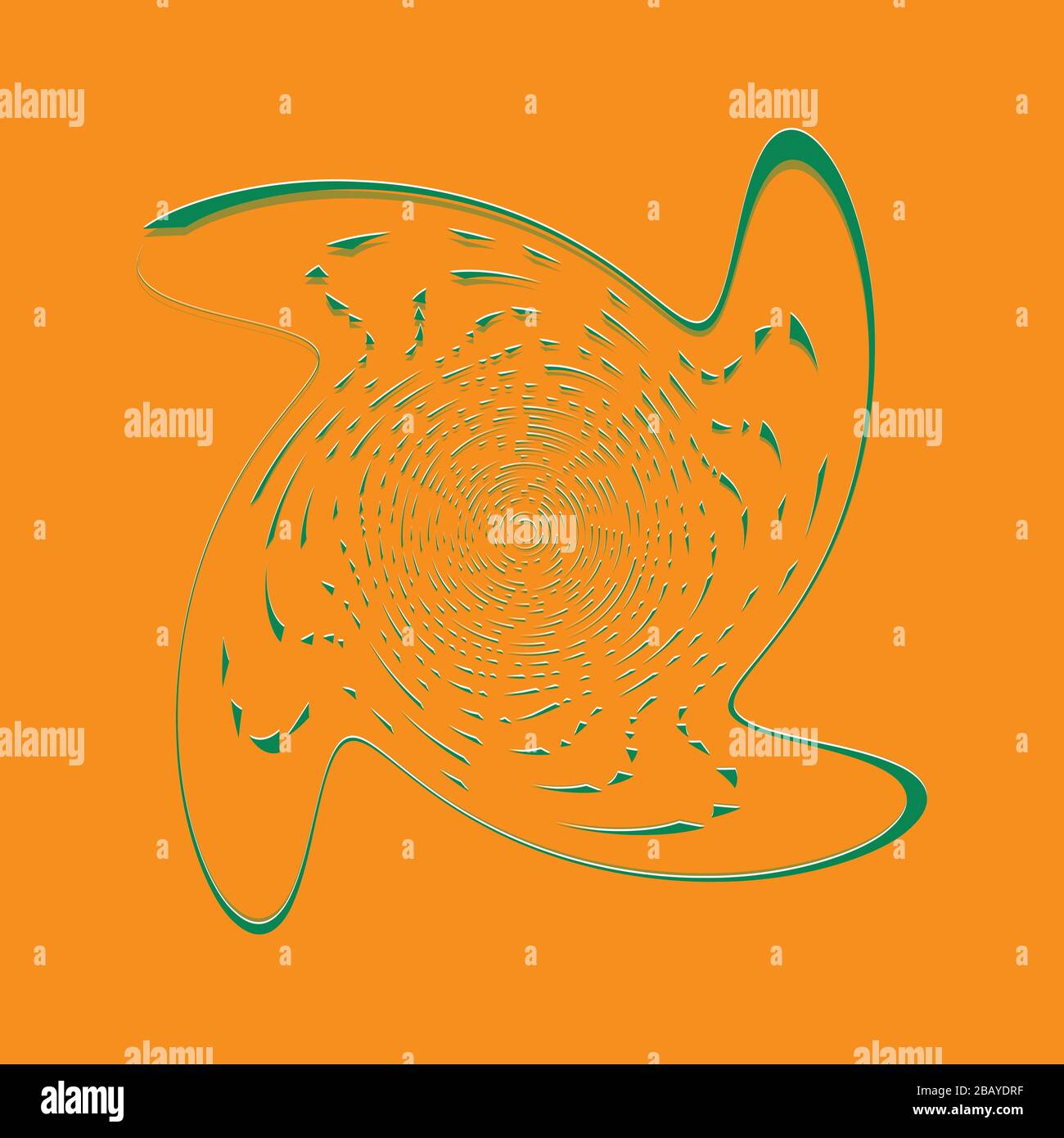 duotone curly, coil, gyration volute shape. twine vortex rotating in concentric, radial, radiating and circular, circling fashion Stock Vector