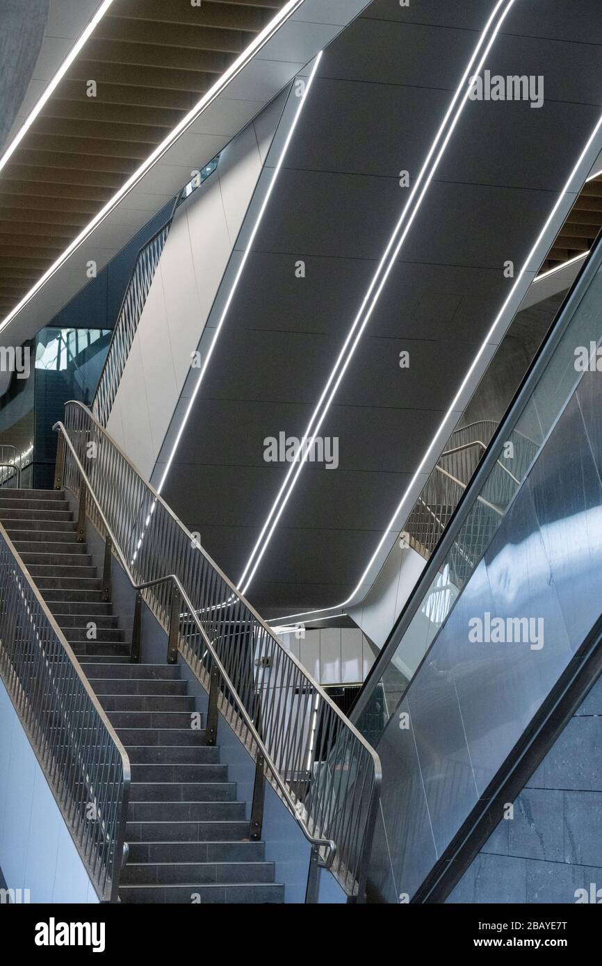 Stairs and escalators at the new Carnegie Railway Station. Stock Photo