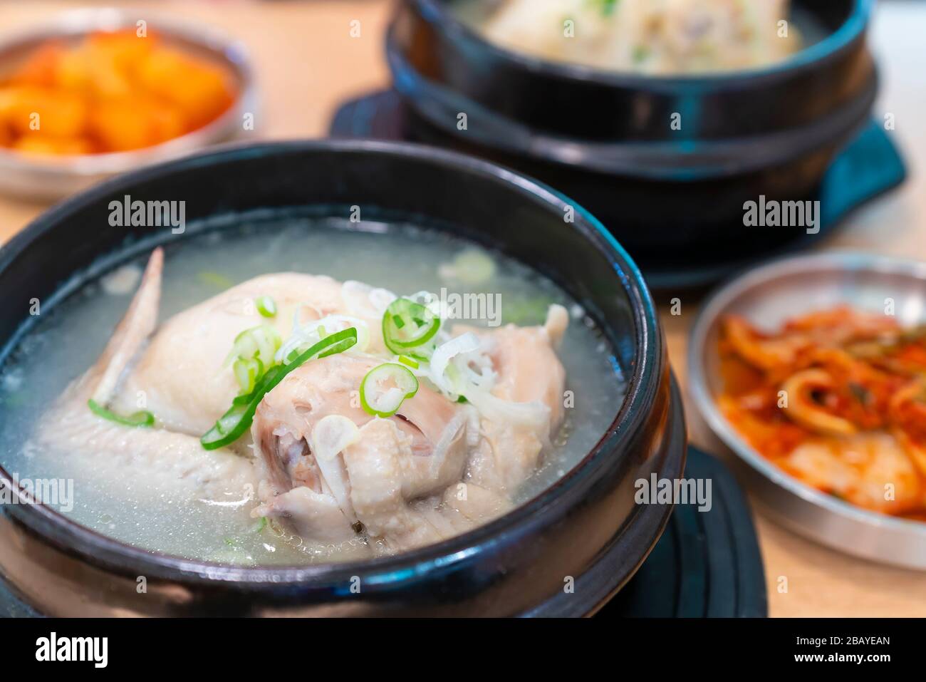 Korean ginseng chicken soup Stock Photo