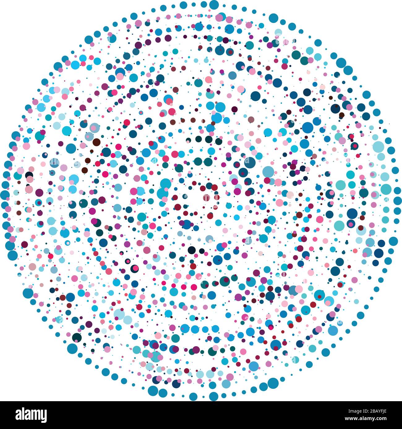 Random dots, circles abstract. Speckles, dotted radial, radiating ...