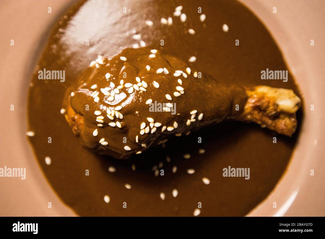 Chicken leg with Mole Sauce Stock Photo Alamy