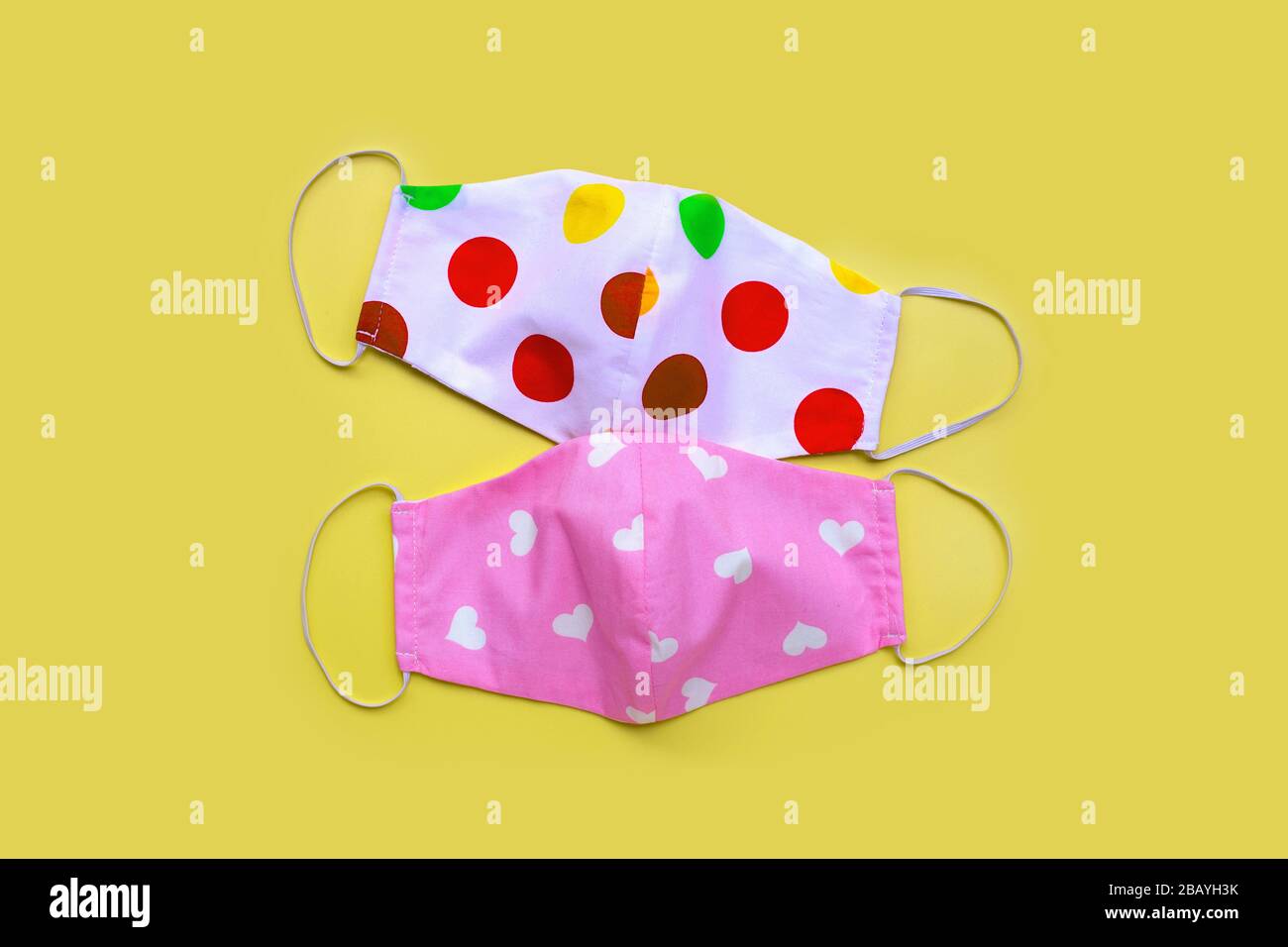 Download Handmade Colorful Cloth Masks On Yellow Background Stock Photo Alamy PSD Mockup Templates