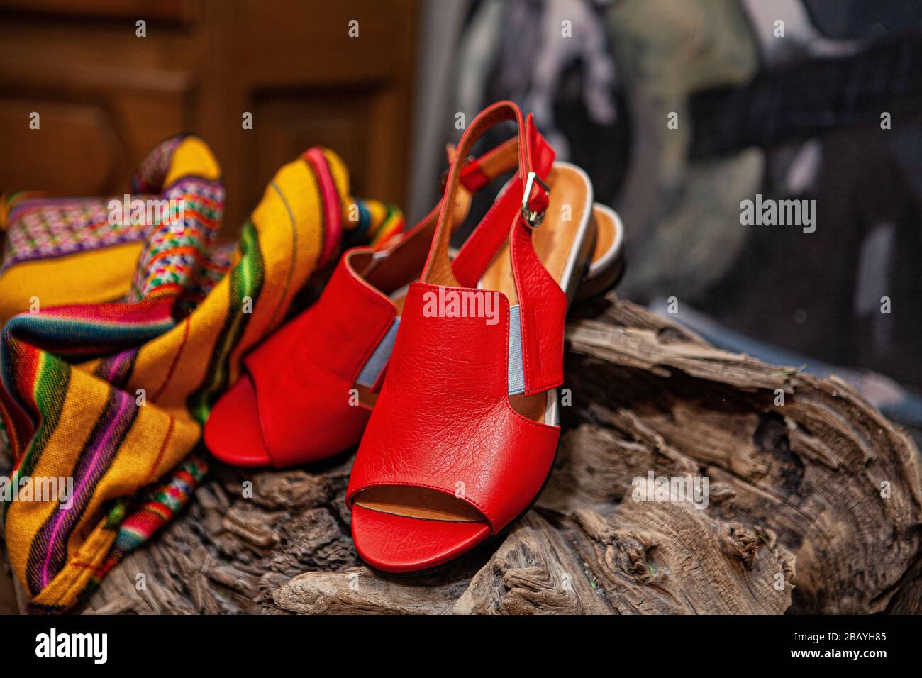 Different shoes with accessories on a studio background Stock Photo Alamy