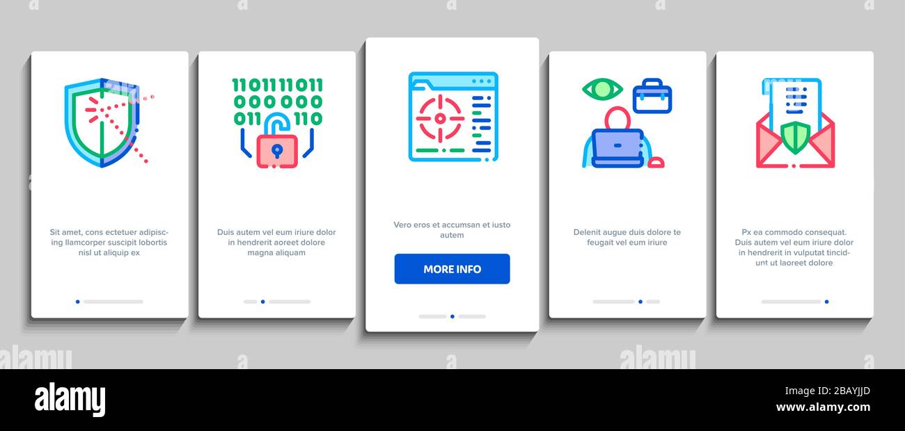 Pentesting Software Onboarding Elements Icons Set Vector Stock Vector