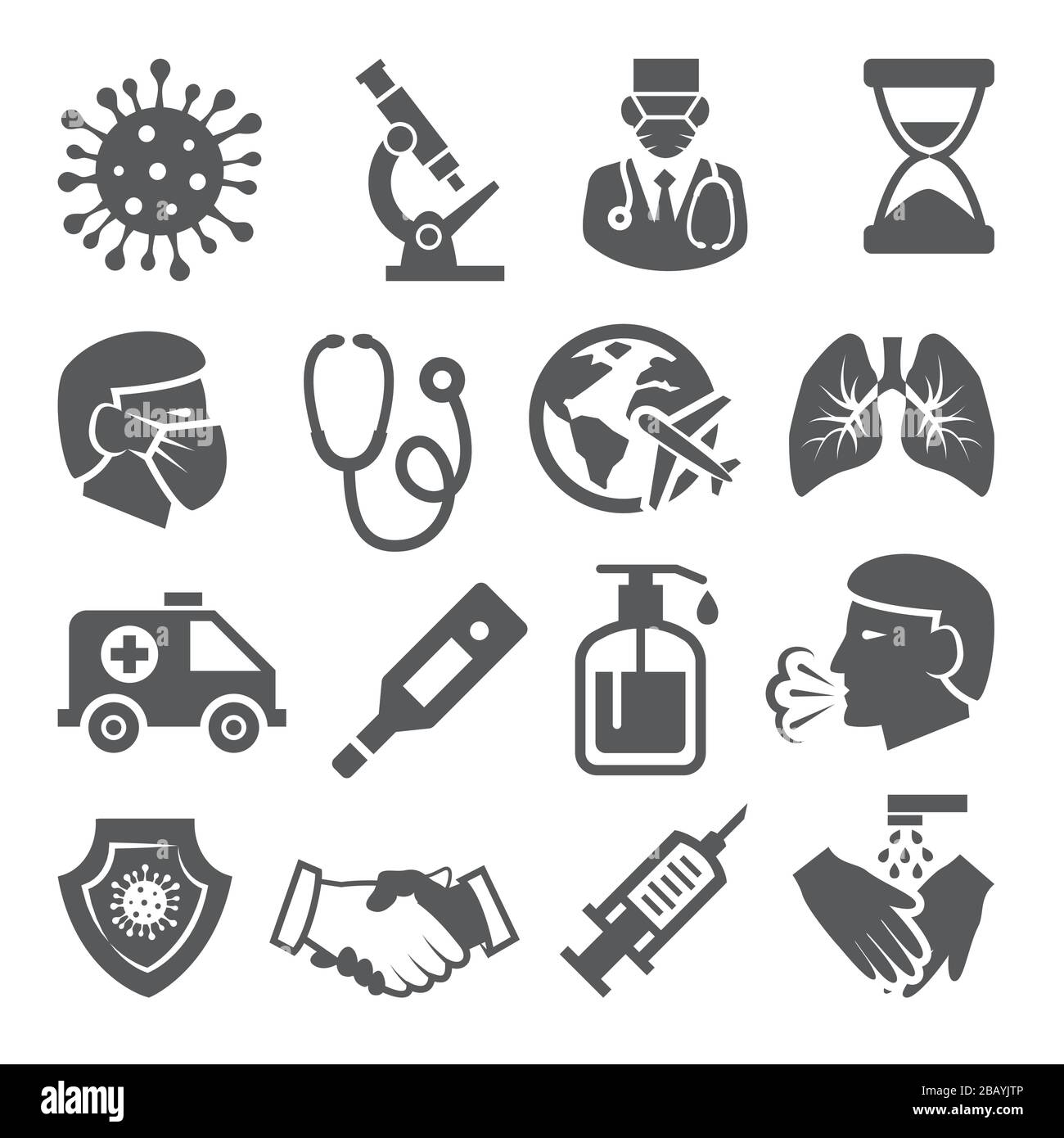 Coronavirus icons set on white background Stock Vector