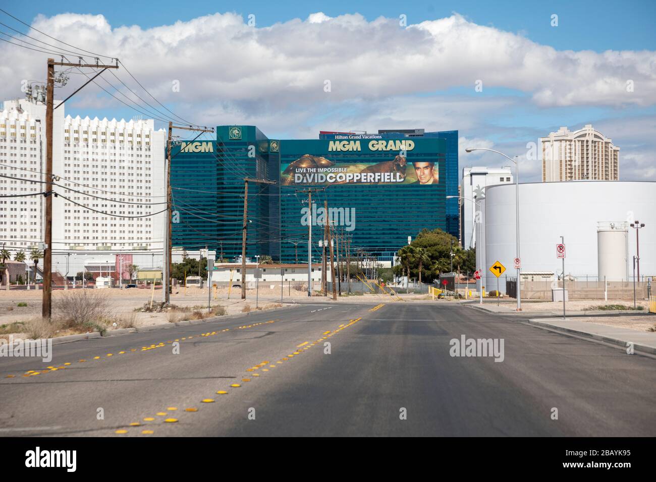 General View Of An Empty Street In Front Of The Mgm Grand Hotel Casino Amid The Global Coronavirus Covid 19 Pandemic Monday March 23 In Las Vegas Brandon Sloter Image Of Sport