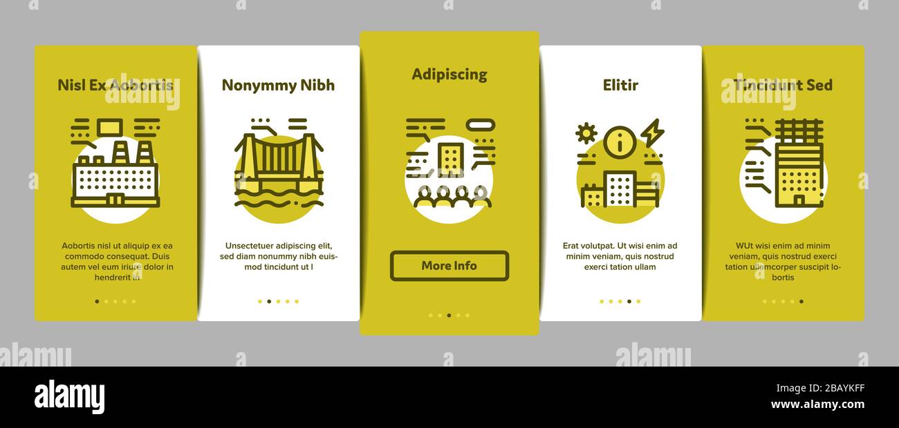 Bim Building Information Modeling Onboarding Elements Icons Set Vector Stock Vector
