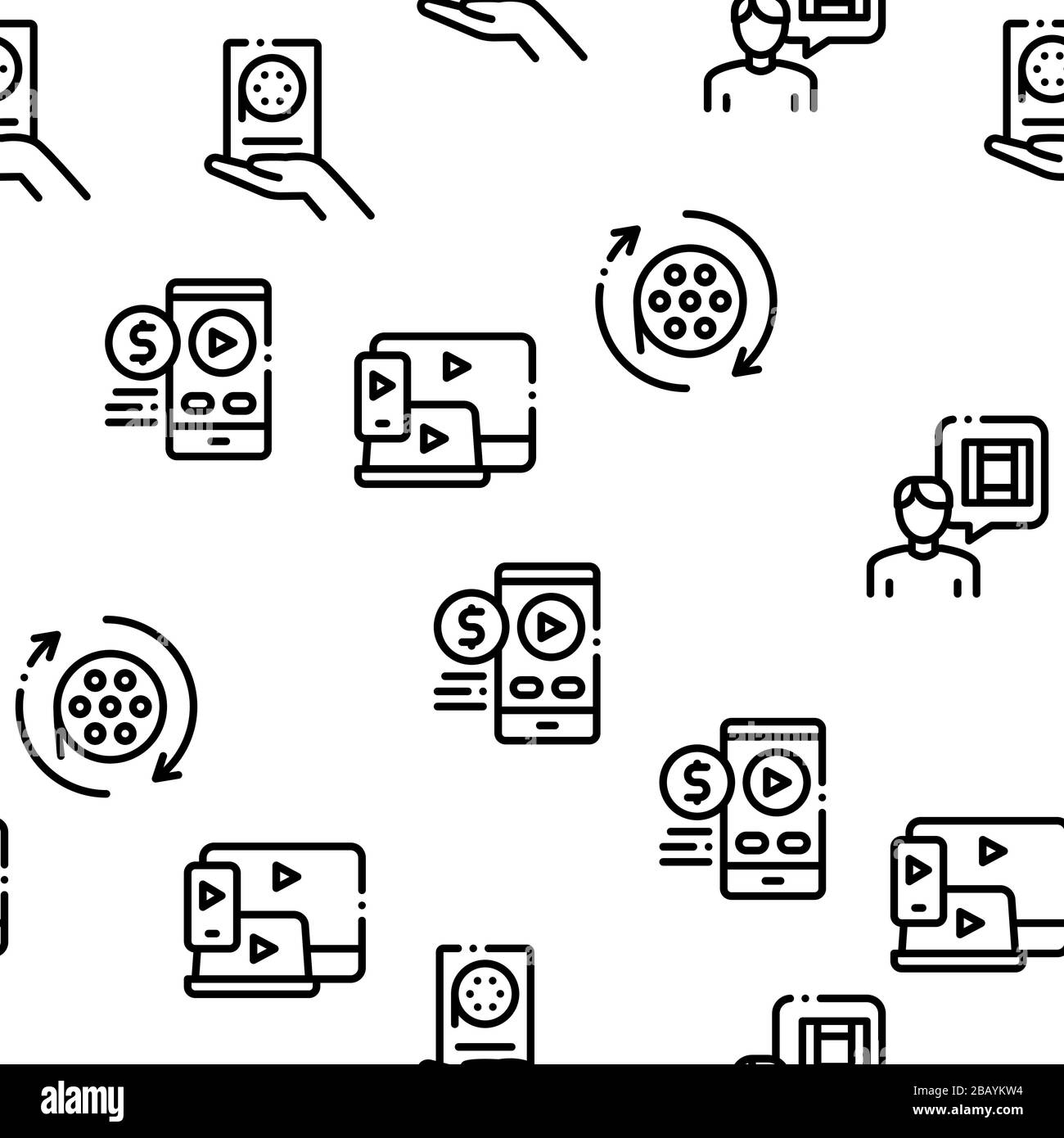 Renting Movies Service Seamless Pattern Vector Stock Vector Image & Art ...