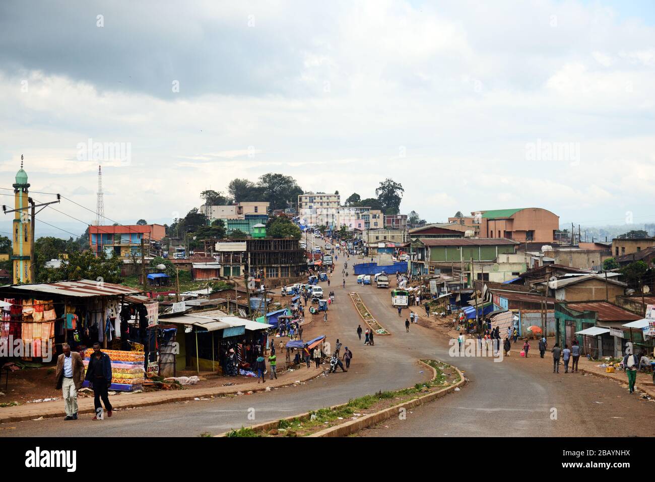 The vibrant town of Bonga in the Kaffa region of Ethiopia. Stock Photo