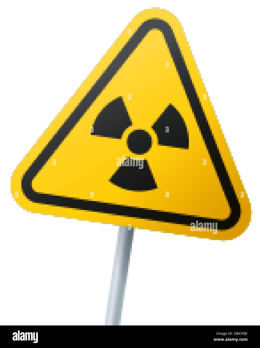 Ionizing radiation symbol. Triangular sign of a radioactive waste and