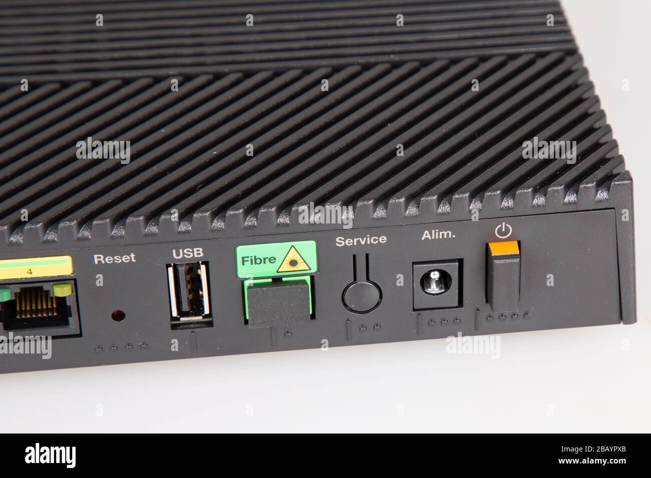 Modern black detail wireless router high-speed box internet Stock Photo