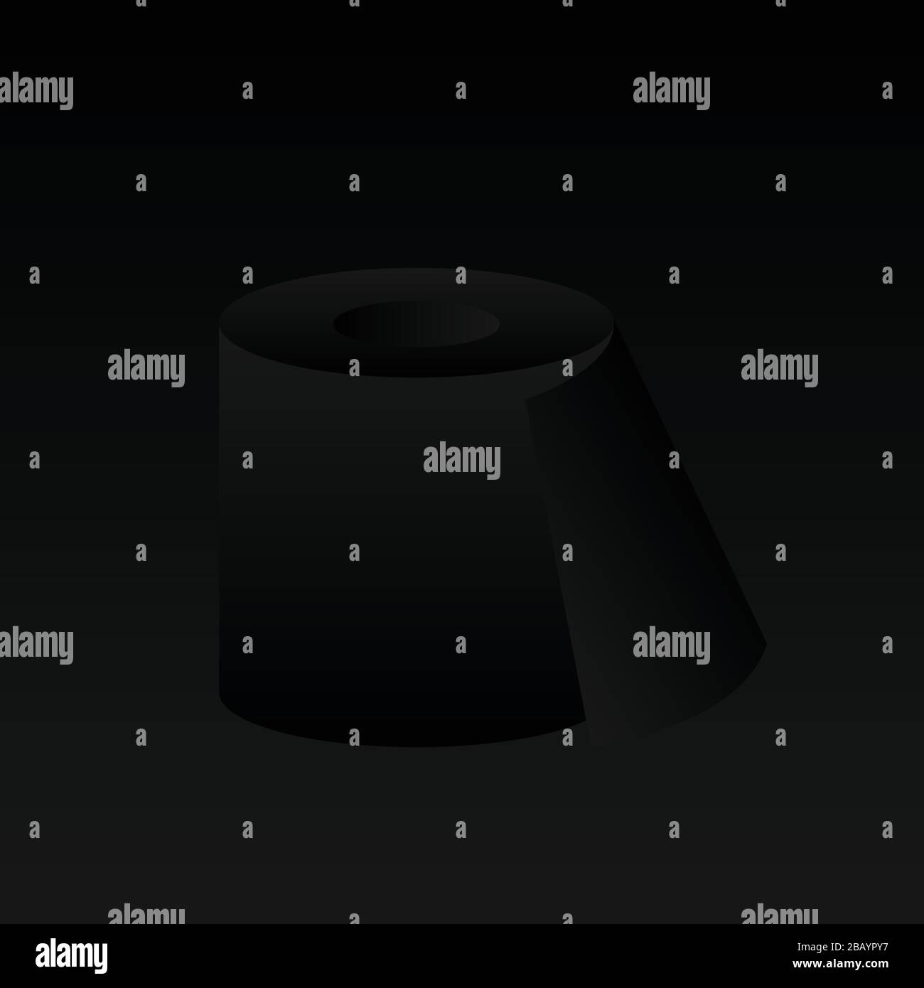 Black on black toilet paper art. Glowing gradient deficit concept vector illustration. Stock Vector