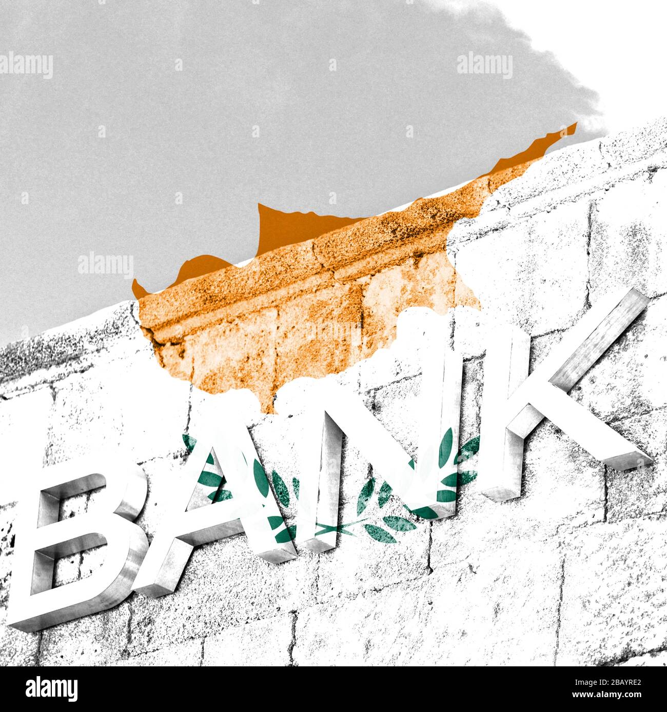 Finance and economy concept of bank with flag of Cyprus Stock Photo
