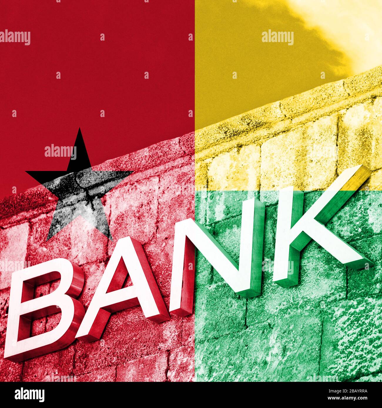 Finance and economy concept of bank with flag of Guinea Bissau Stock Photo