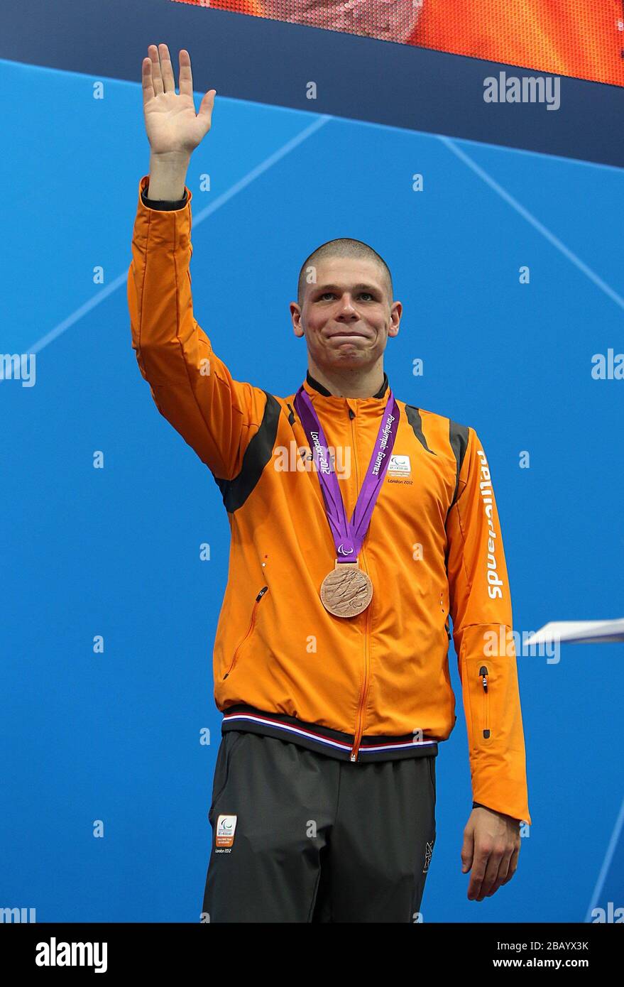 Bronze Medalist Netherland's Marc Evers after the Men's 100m ...