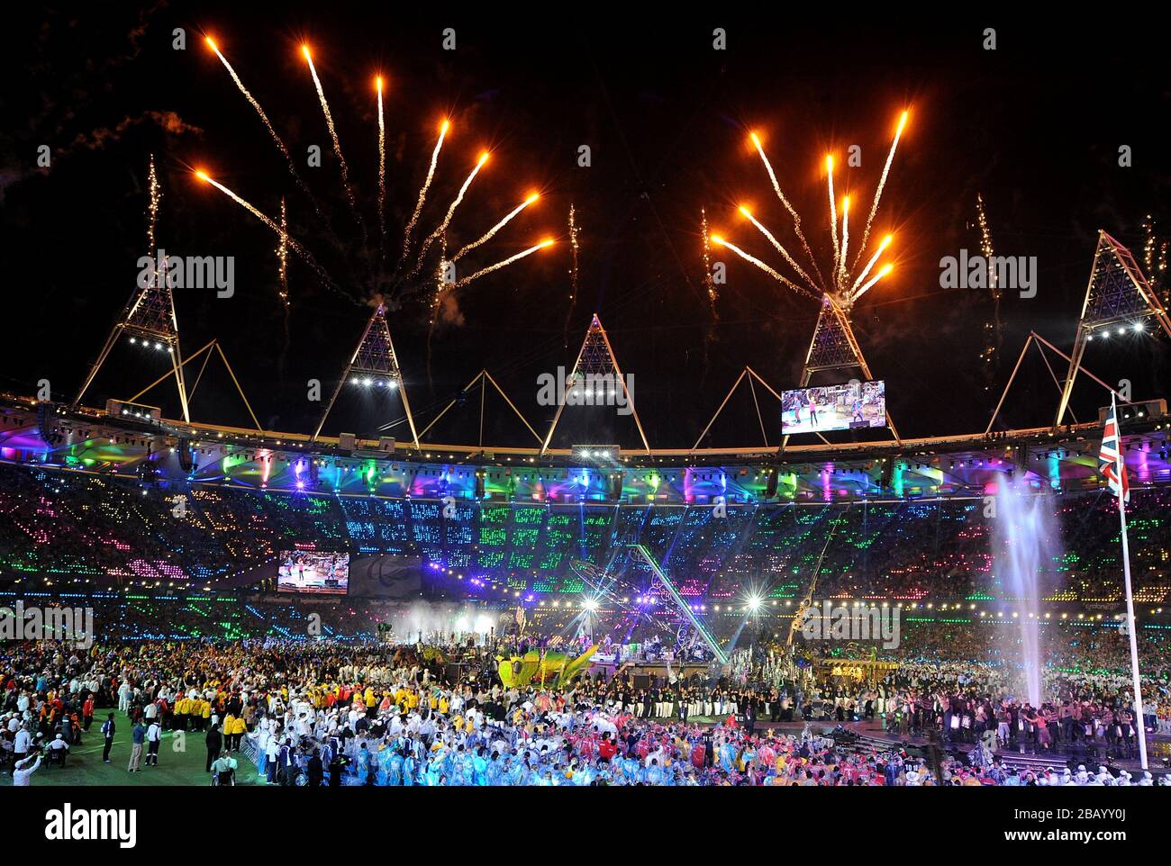 A scene during the Paralympic Games closing Ceremony at the Olympic Stadium, London. Stock Photo