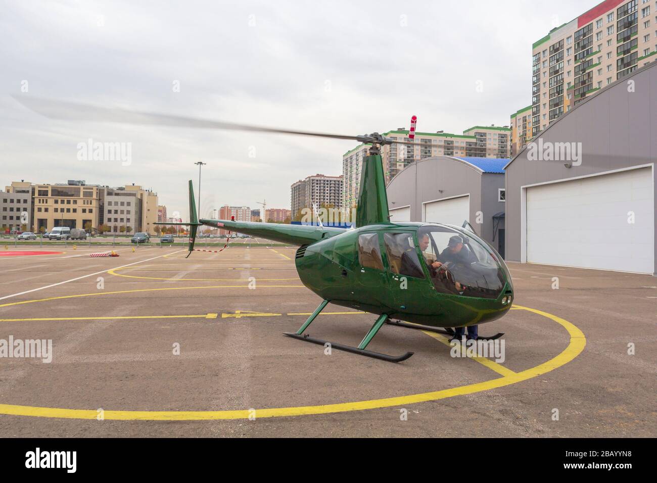 MOSCOW, RUSSIA July 21, 2014Robinson R44 is fourseat light