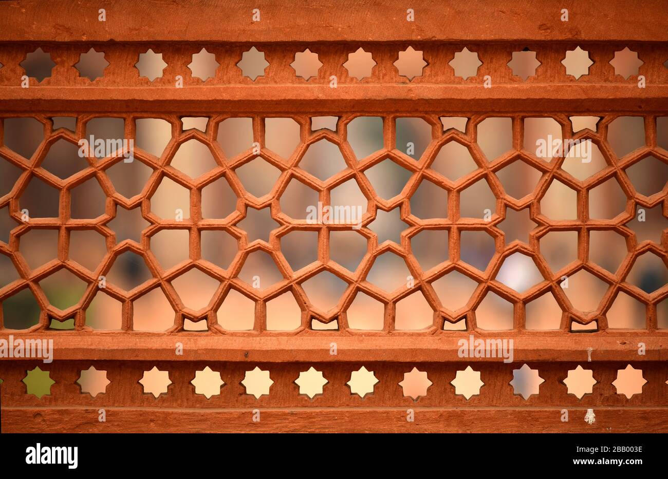 Detail of Geometric wall design at Humayun's tomb. New Delhi, India Stock Photo