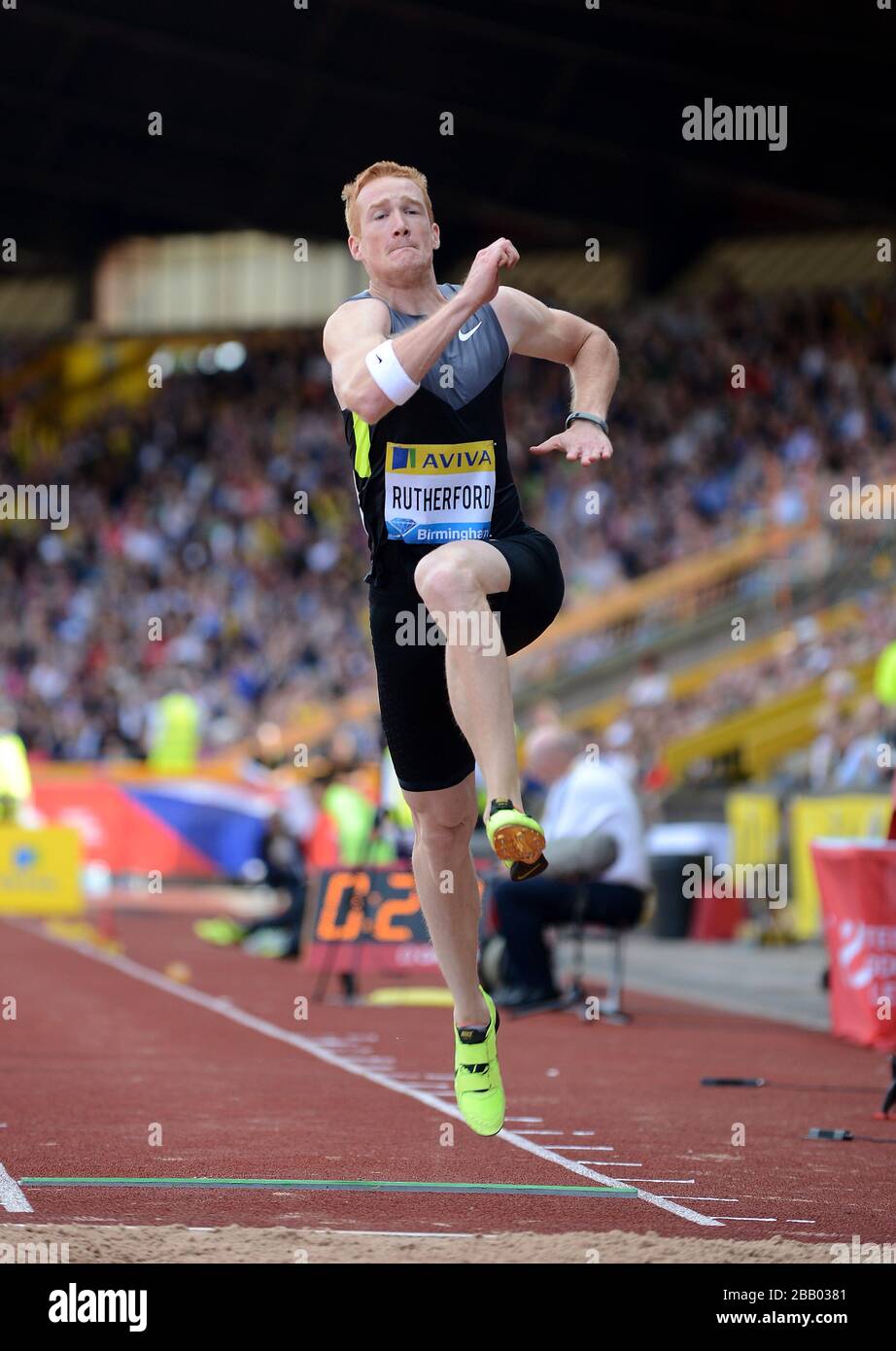 Great Britain's Greg Rutherford in action during the Long Jump ...