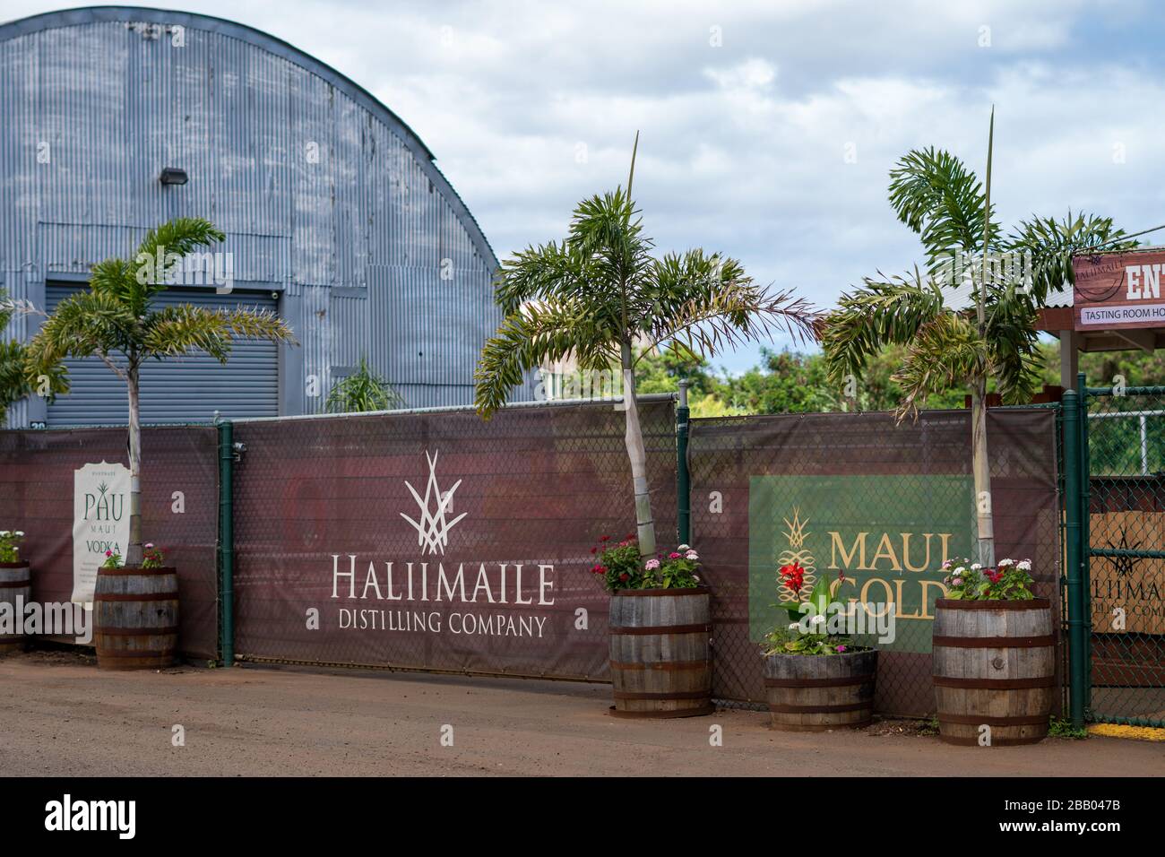 Hali'imaile, Maui, Hawaii, where two local producers, Maui Gold and Pau Vodka, began producing sanitizer for covid-19 Stock Photo